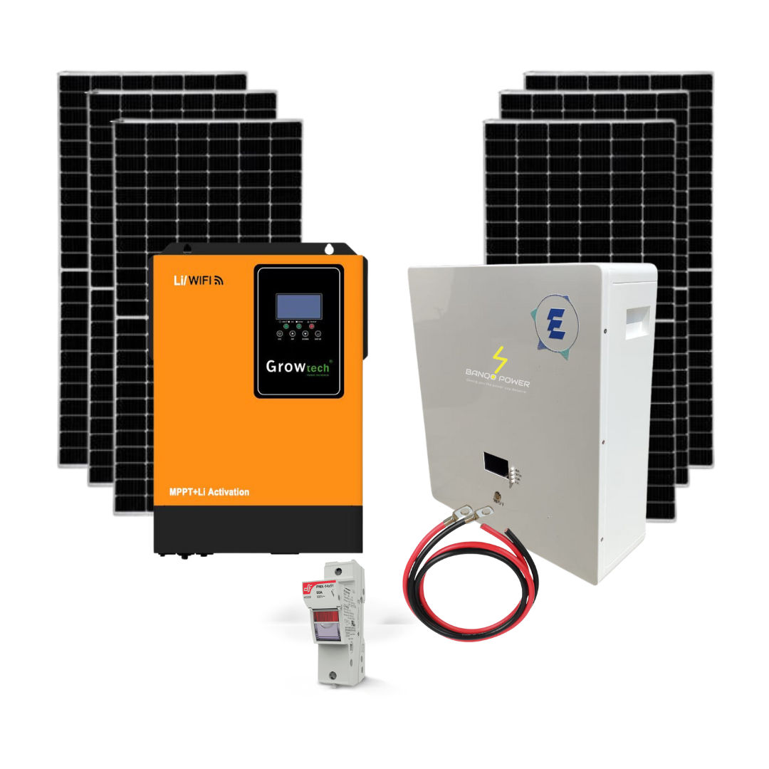 5.5kW Growtech Inverter| 5.43kWh Banqo E-Series Lithium Battery | 6 x 425W Trina Solar Panels