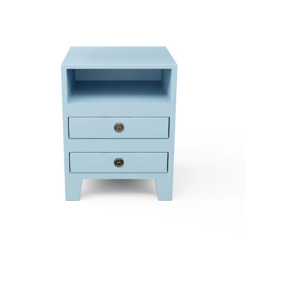Furnwood Bedside Table Two Drawer Aqua Blue