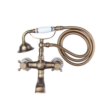 TBTF009- Floral and brass bath mixer