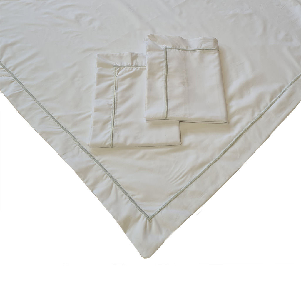 Oxford Satin Stitch - Duvet Cover Set - Duck Egg - Single