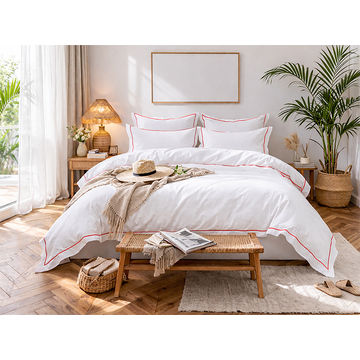 Premium Collection - Satin Stitch Duvet Cover Set -Racing Red - Single - (1 Set)