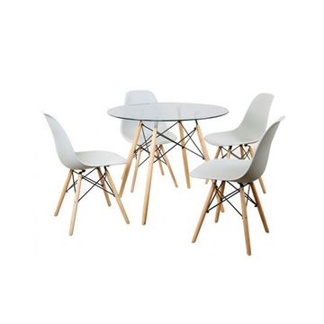Round Retro Table & Chair Set (White)