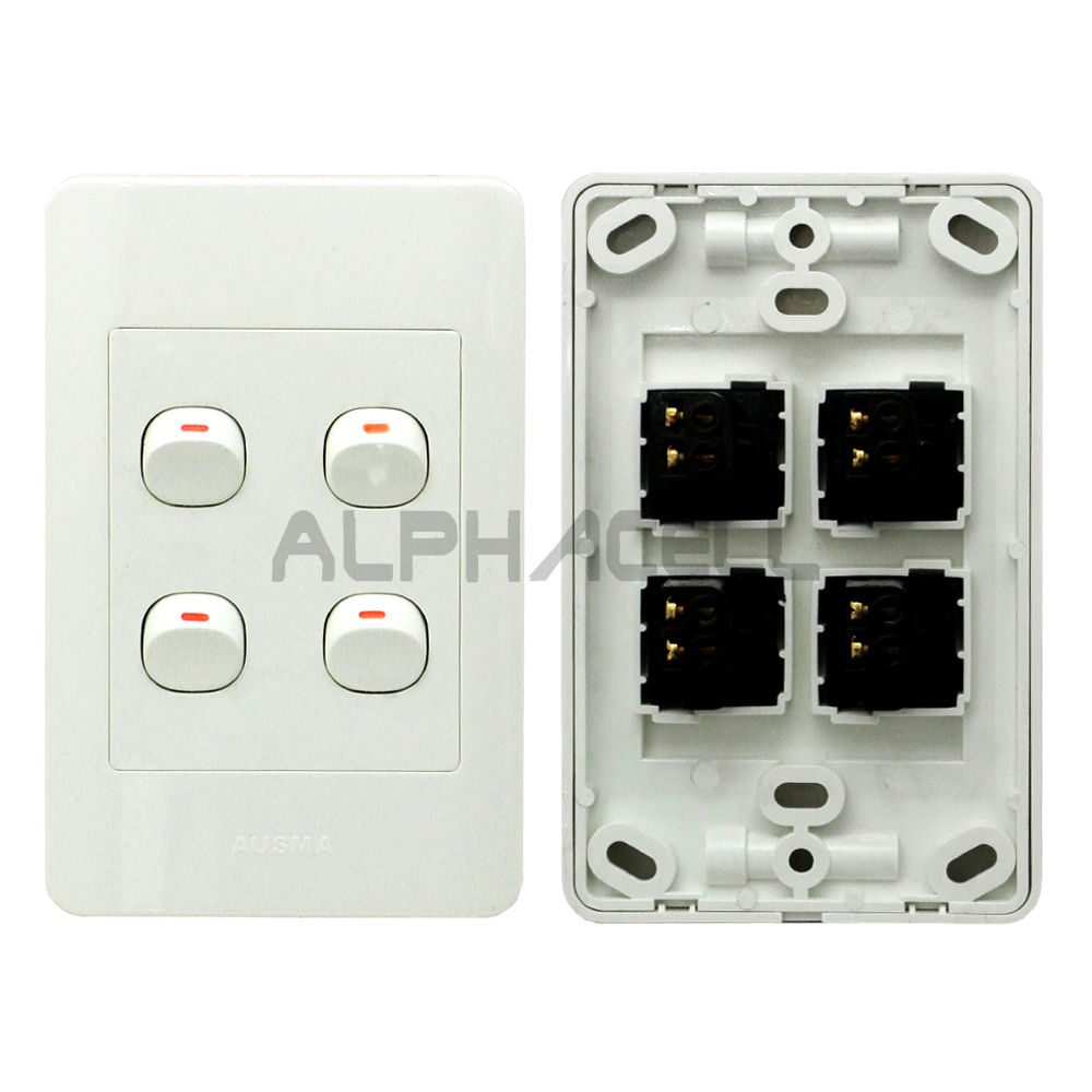 LIGHT WALL SWITCH - 4 LEVER PLASTIC