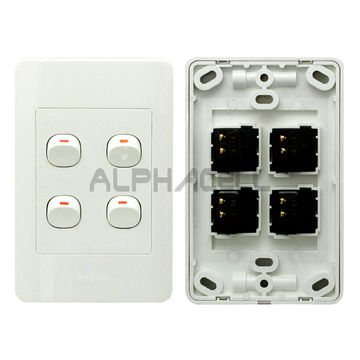 LIGHT WALL SWITCH - 4 LEVER PLASTIC