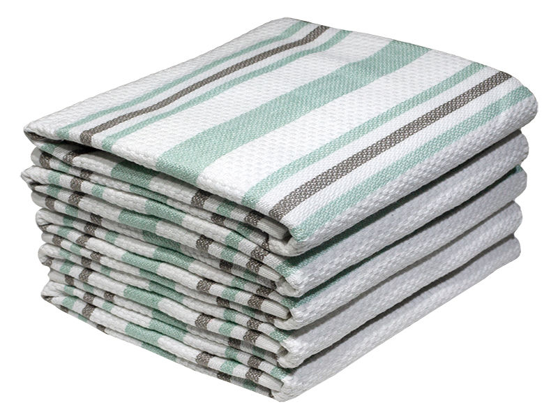 Bunty's Kitchen Towel - Design 2541 - 048x070cms - (05 Pc Pack) - Stripes - Hint Of Mint