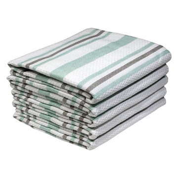 Bunty's Kitchen Towel - Design 2541 - 048x070cms - (05 Pc Pack) - Stripes - Hint Of Mint