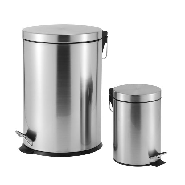 CASA ROMA 3L + 20L S/S PEDAL BIN COMBO SET -  SILVER