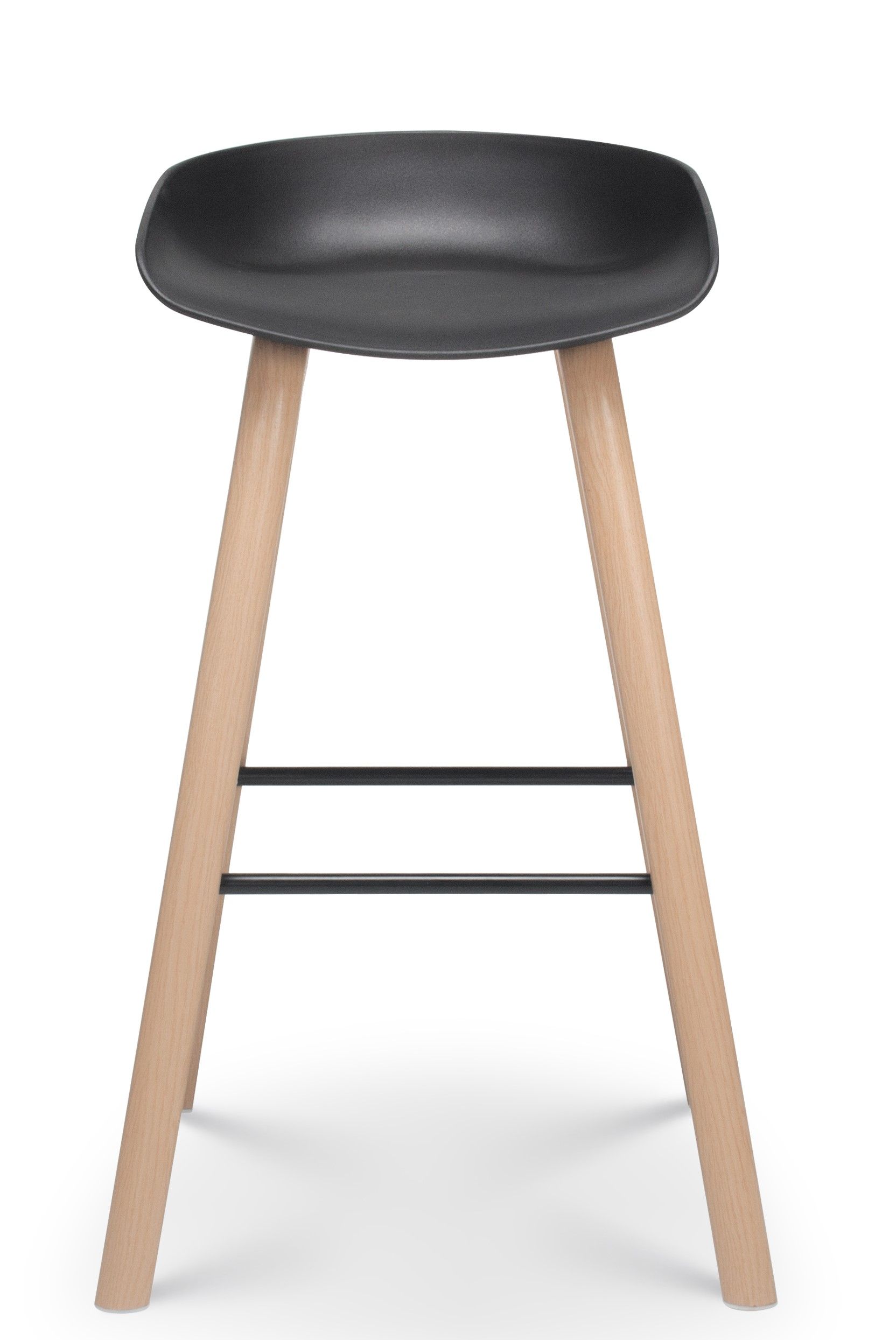 Wooden Leg Black Plastic Barstool - VC1056LB