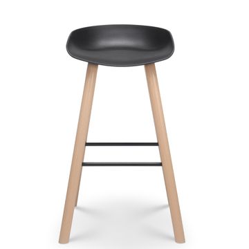 Wooden Leg Black Plastic Barstool - VC1056LB