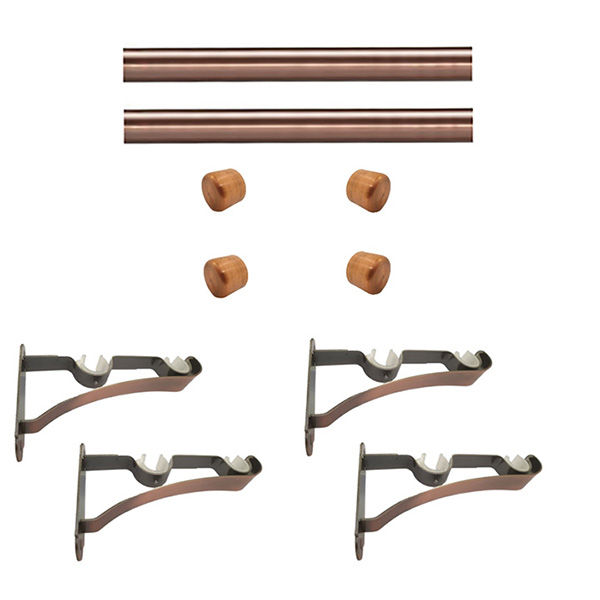Matoc 28mm Double Pole Set - Plain End Caps - Antique Copper - 4.0m