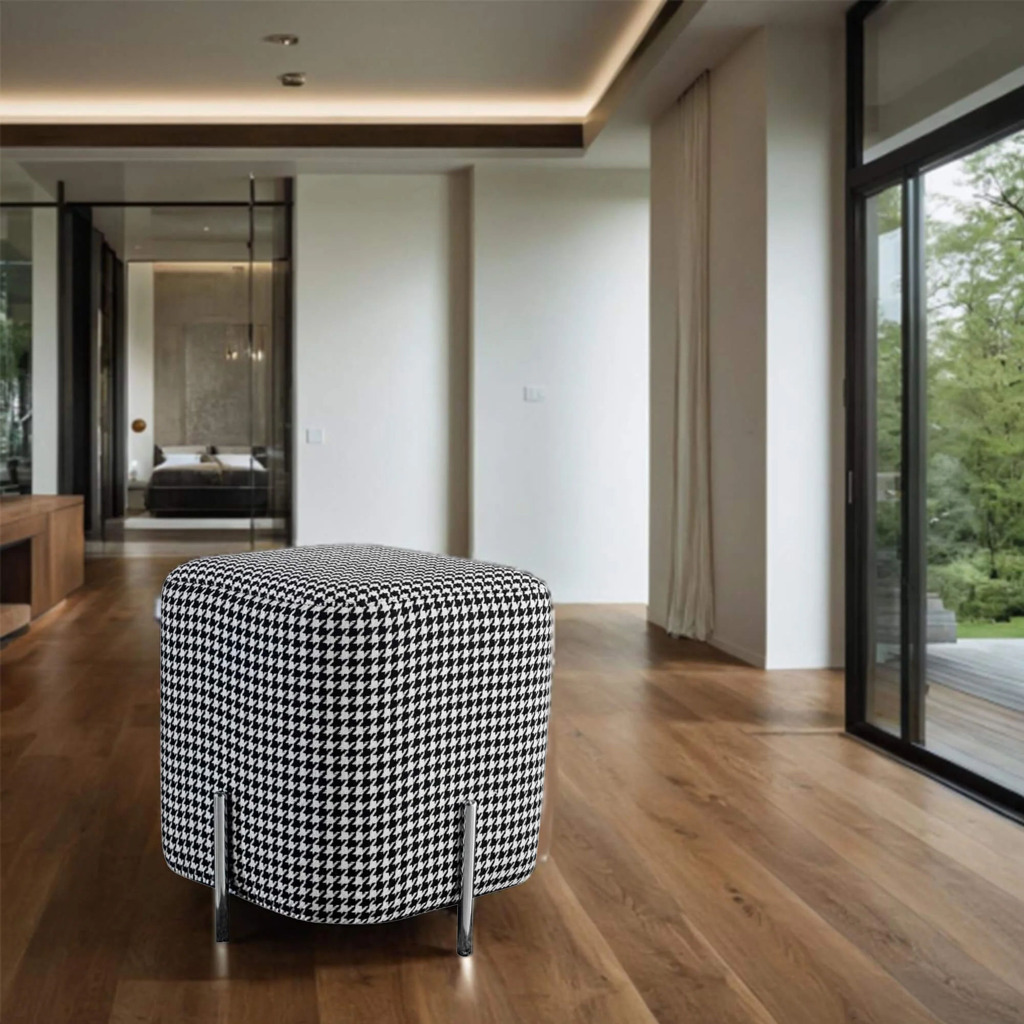 Houndstooth Square Ottoman