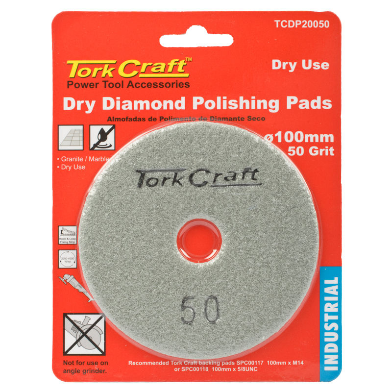 Tork Craft - 100mm Diamond Polishing Pad 50 Grit Dry Use