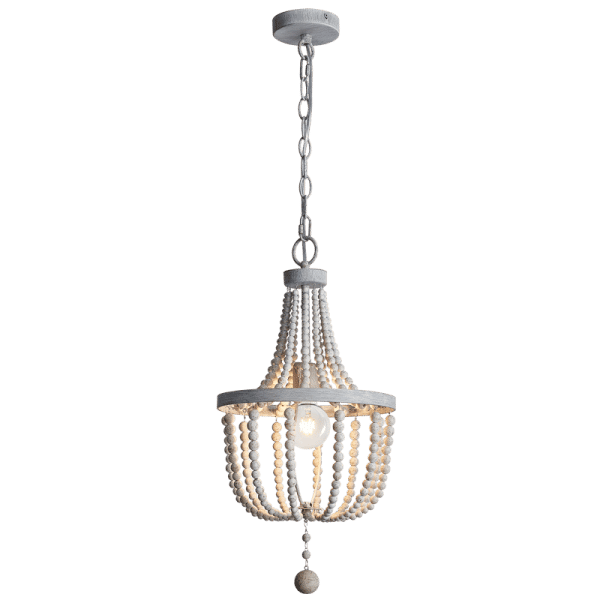 Metal and Wood Bead Chandelier