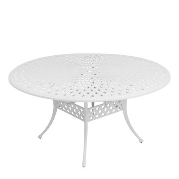 Lattice Aluminium Patio Table / Garden Table / Outdoor Dining Table  - 154cm Round - WHITE