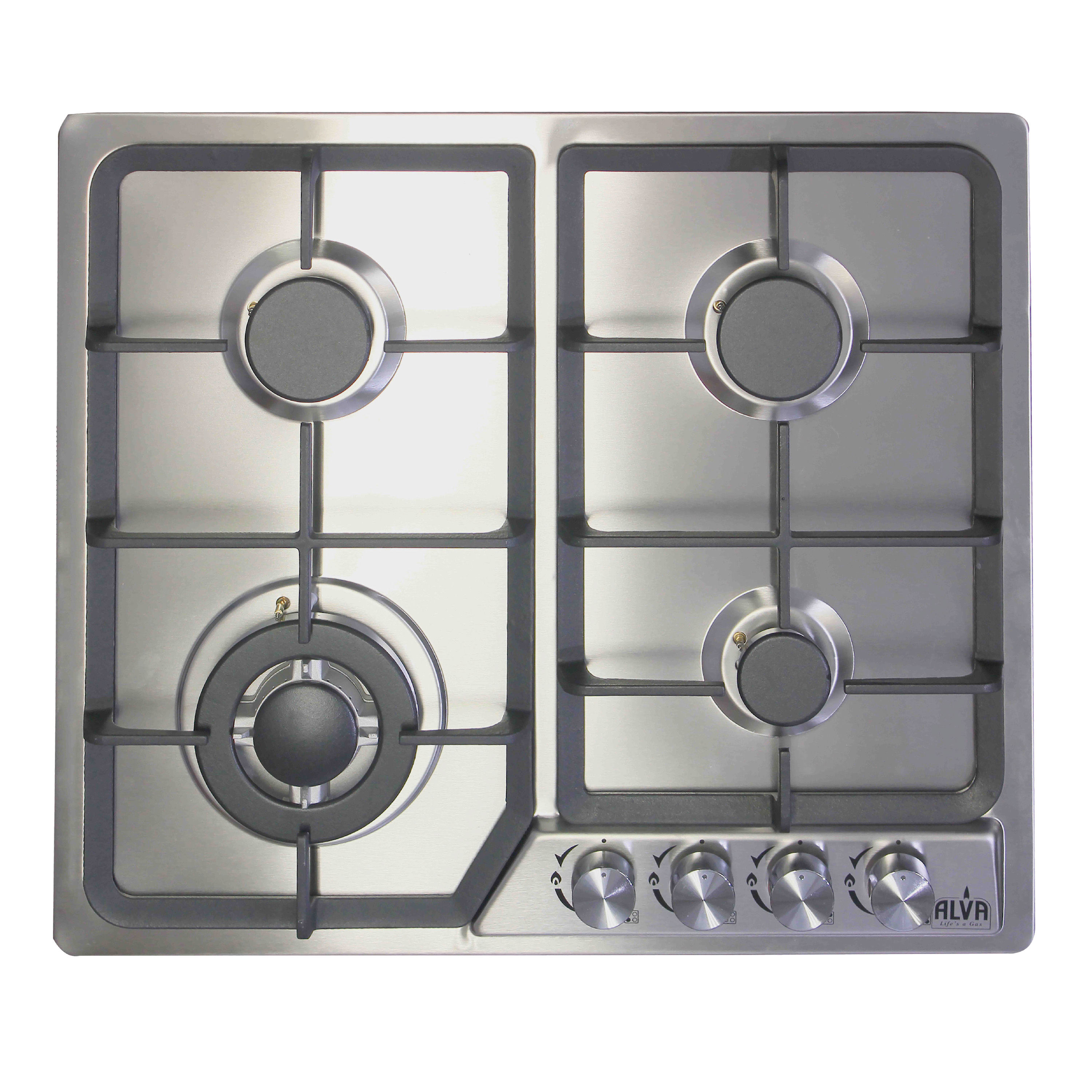 ALVA 60cm 4-Burner Gas Hob Stainless Steel Electronic Ignition LPGSA Certified 12 Month Warranty