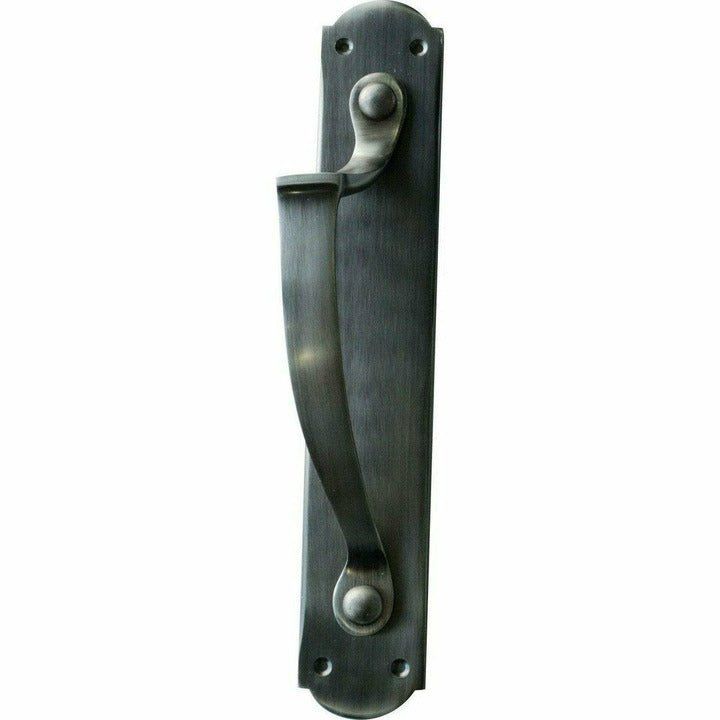 French pull handle on plate - Antique Pewter