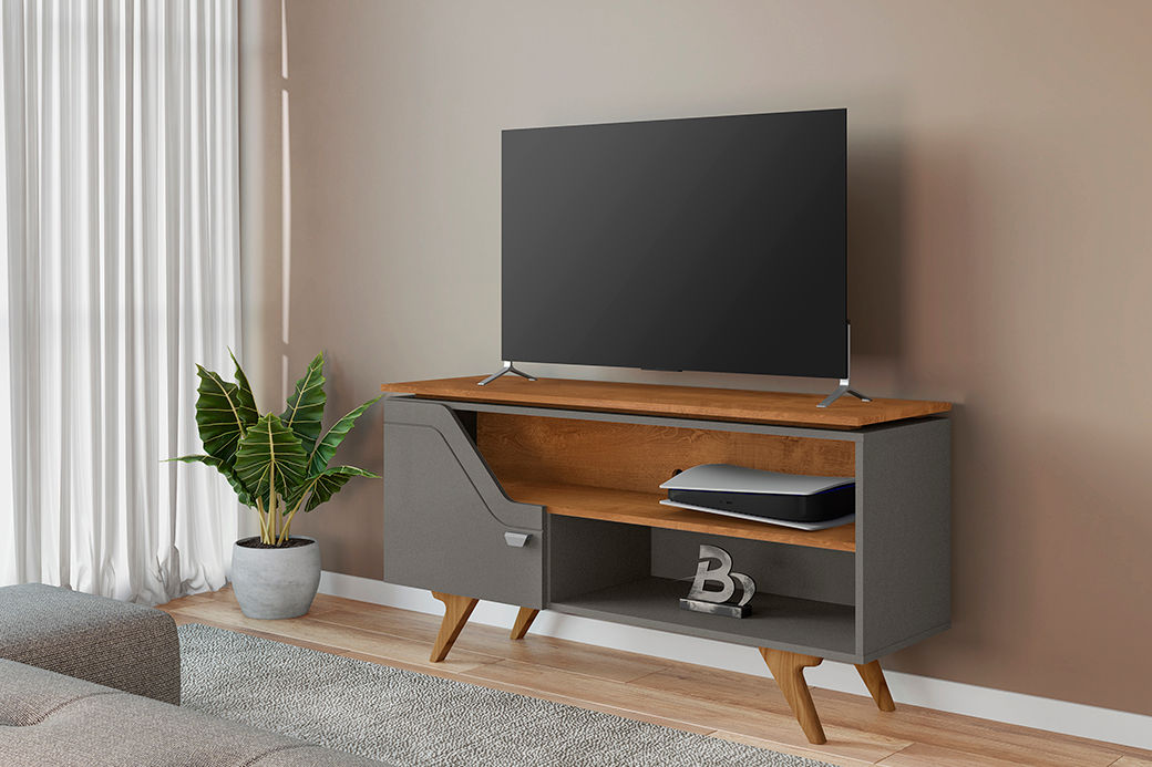 Rack Valencia Plasma Stand -Titanium/Cinnamon