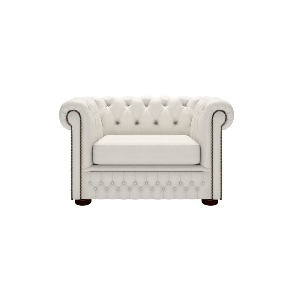Fio Chesterfield Brown Euro Leather 1 Seater Sofa Couch (Medium) - White
