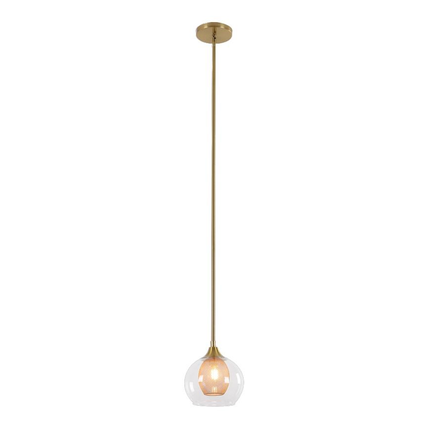 Metal Pendant with Inner Gold Mesh and Clear Outer Glass