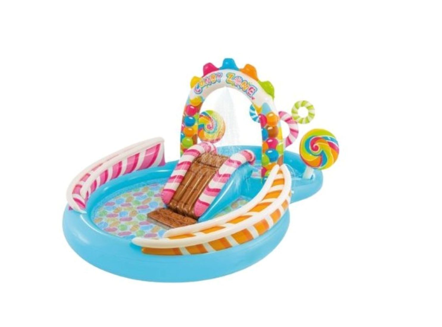 Inflatable Kids Swimming Pool with Candy Theme, Sprinkler Play Centre, Slide and Water Activities