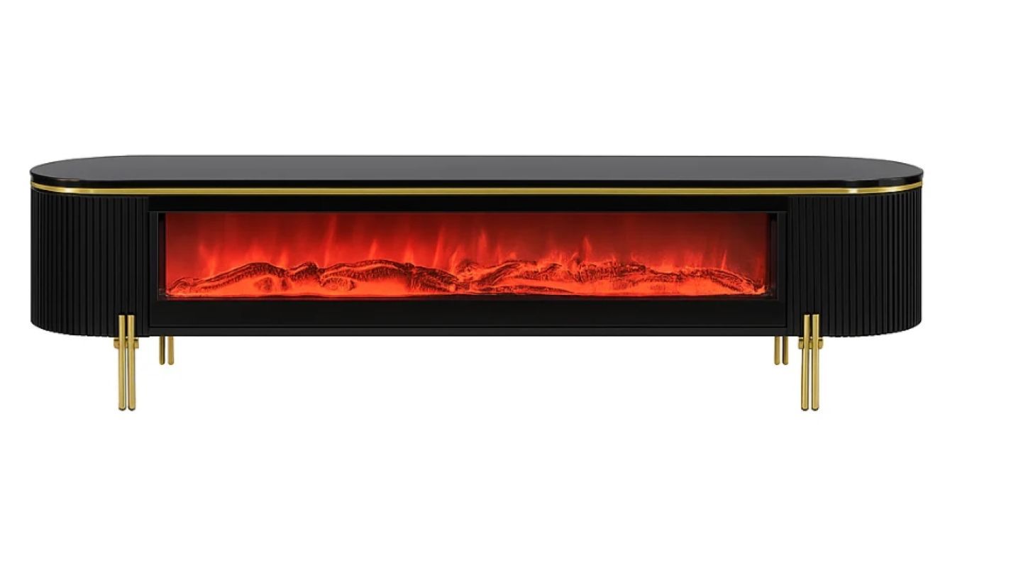 Buttoned Electric Fireplace TV Stand