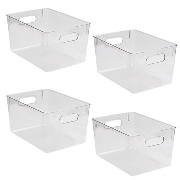 Transparent Organiser Storage Pantry Kitchen Bins - 4 Pack