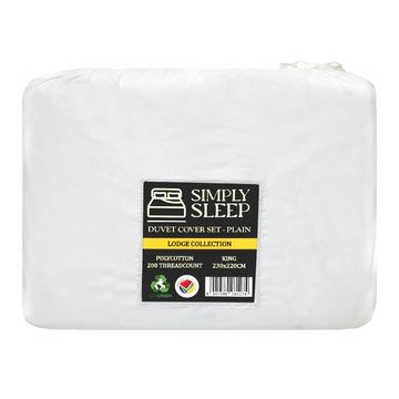 Simply Seep - Lodge Collection 200 TC Poly Cotton - Duvet Cover Set-Optical White-King(01 Pc Pack)