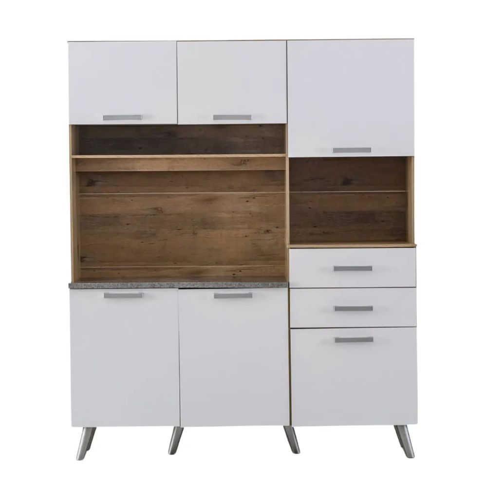 Kitchen Dresser Cabinet – Oak and Snow White Finish with Versatile Storage