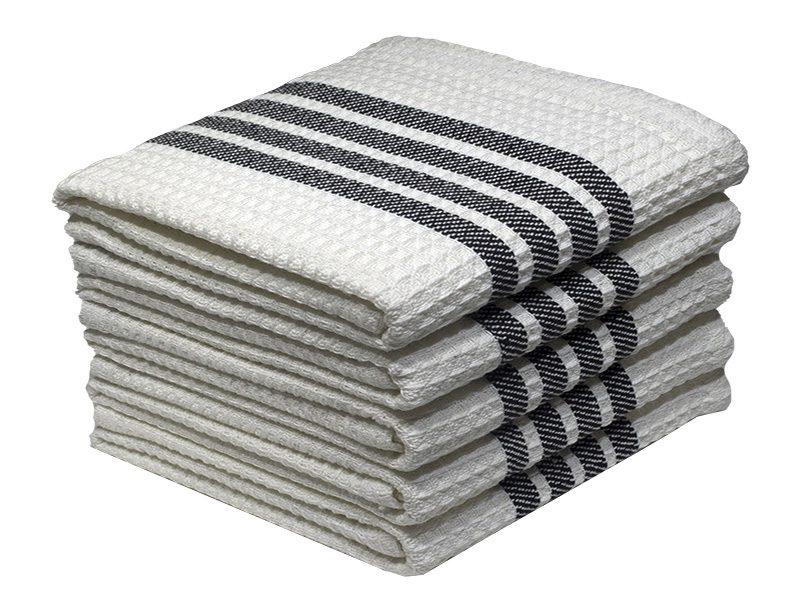 Bunty's Kitchen Towel - Design 2176 - 048x070cms - (05 Pc Pack) - Stripes - Jet Black