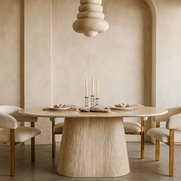 KC FURN – Travertine Modern Style 6-Seater Dining Set