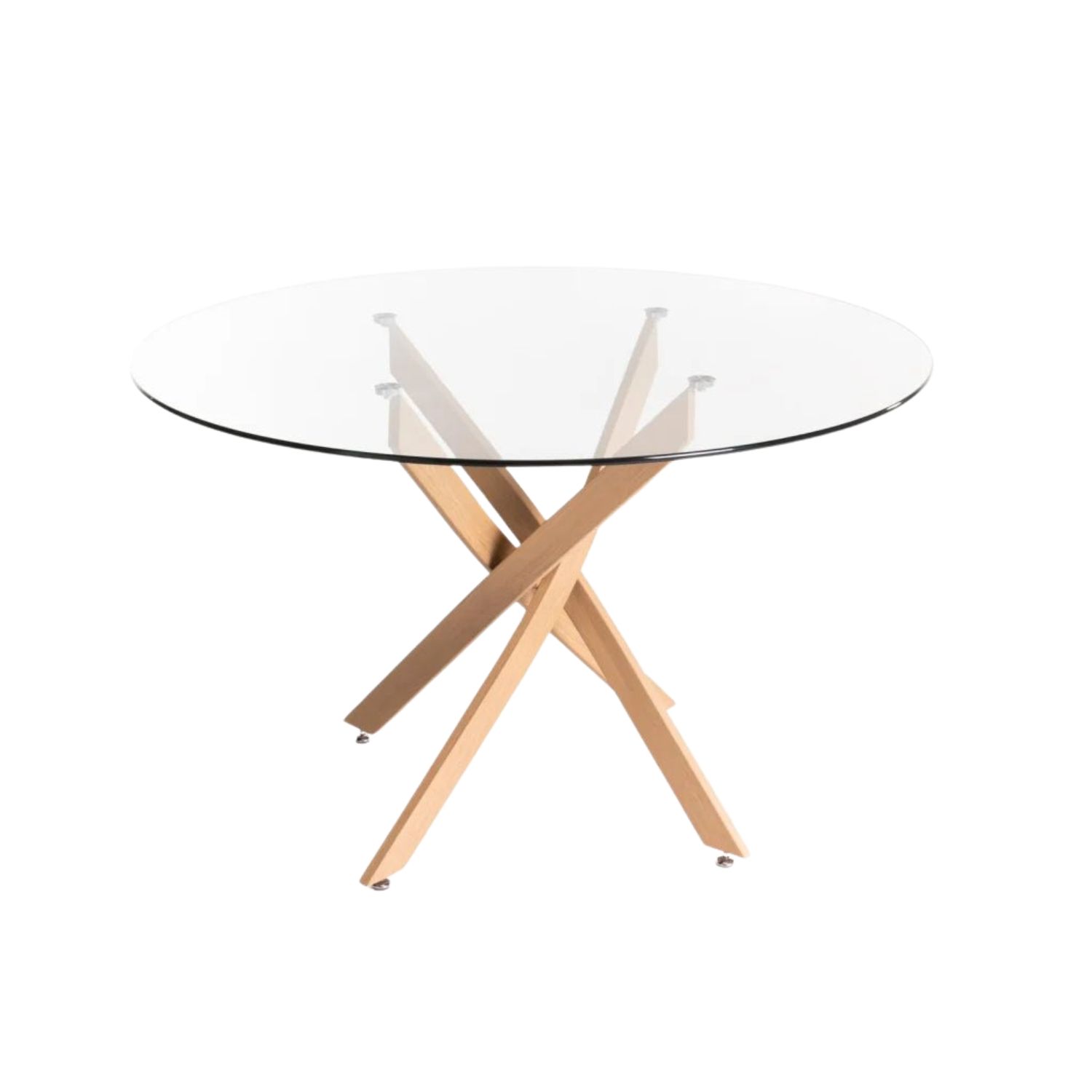 120cm Round Tempered Glass Dining Table - Oak