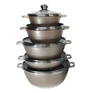 Unique - 10 Piece Non stick Pot Set - Champagne