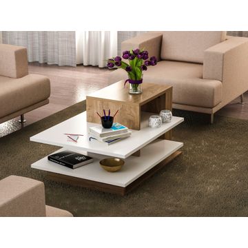 Coffee Table Venüs - White, Walnut