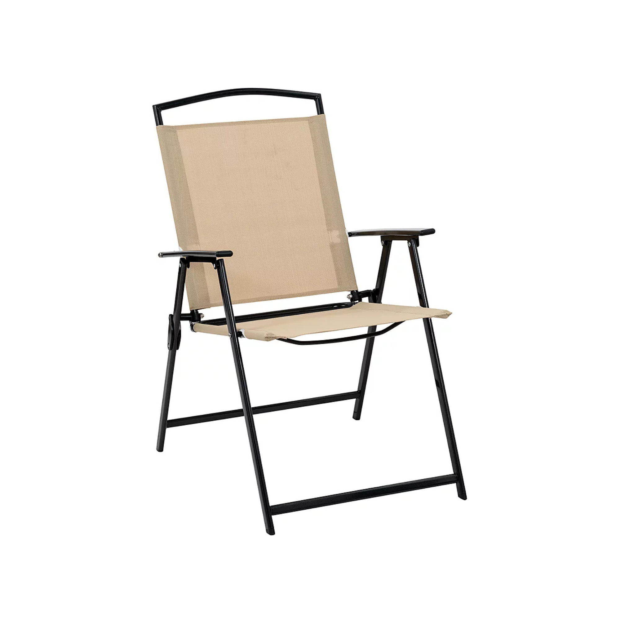 Folding Garden Chair With Armrests - brown