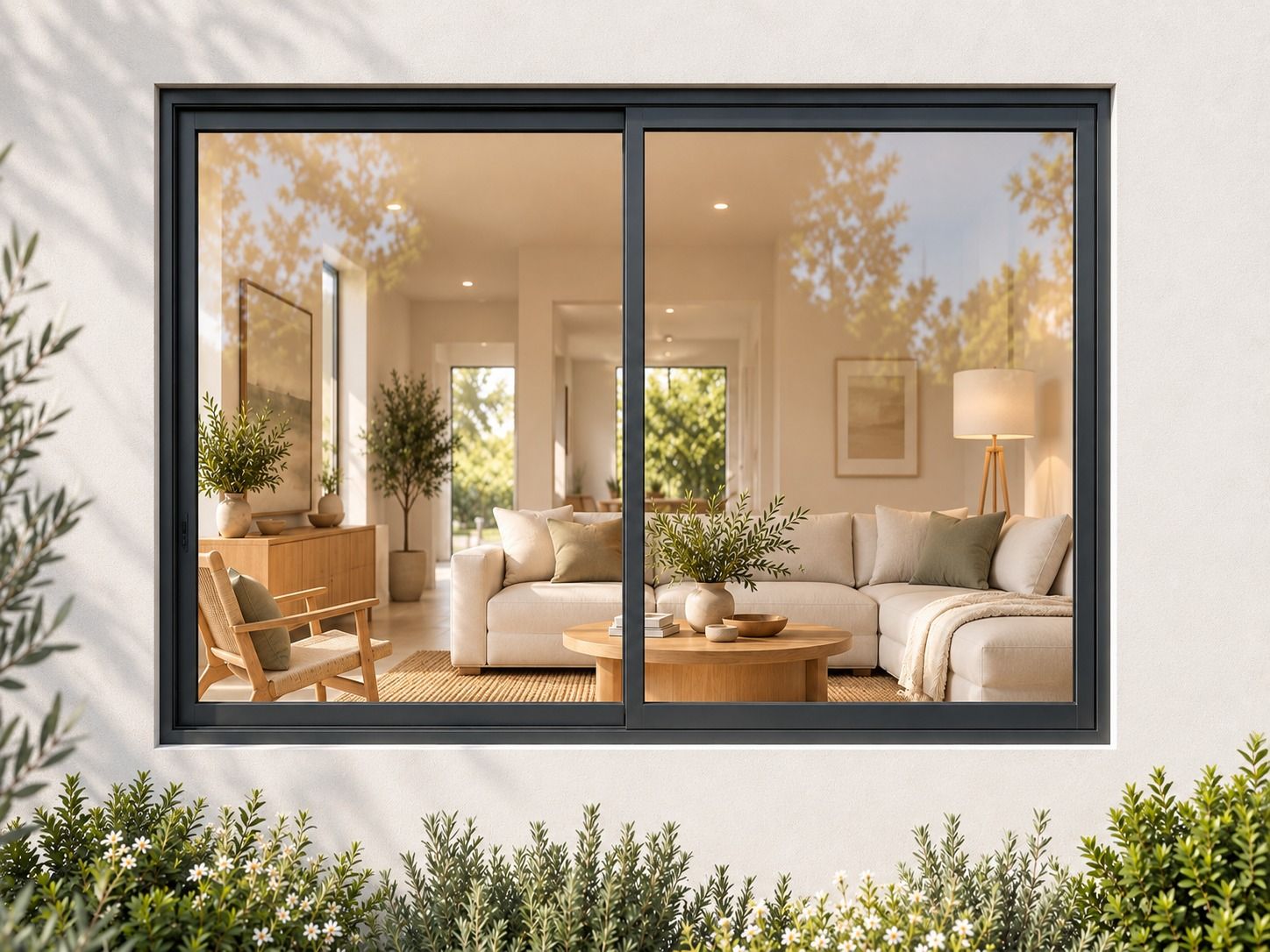 Kenzo Aluminium Sliding Window - Charcoal, 1800 1200 mm, Two Sliding Panels