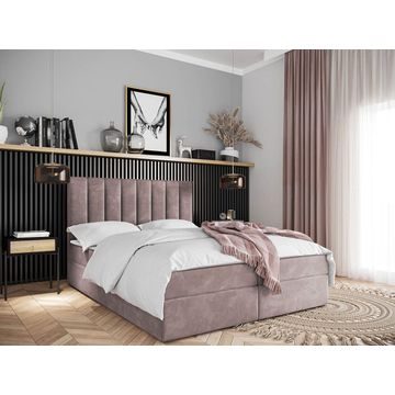 Modern Upholstered Bed Queen Size XL - Nude Pink