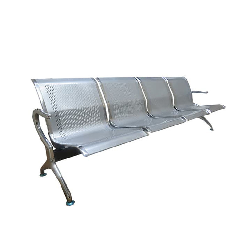Vividitto - 4 Seater Flash Silver Steel Waiting Area Bench