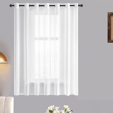 Matoc Designs Café Curtain - Mystic Voile - White - Eyelet - Single Layer - 250cm W x 123cm H