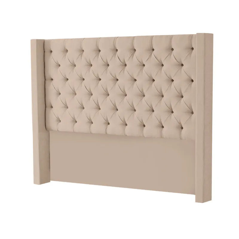 Hena Tufted Wingback Velvet Headboard - Beige - Queen