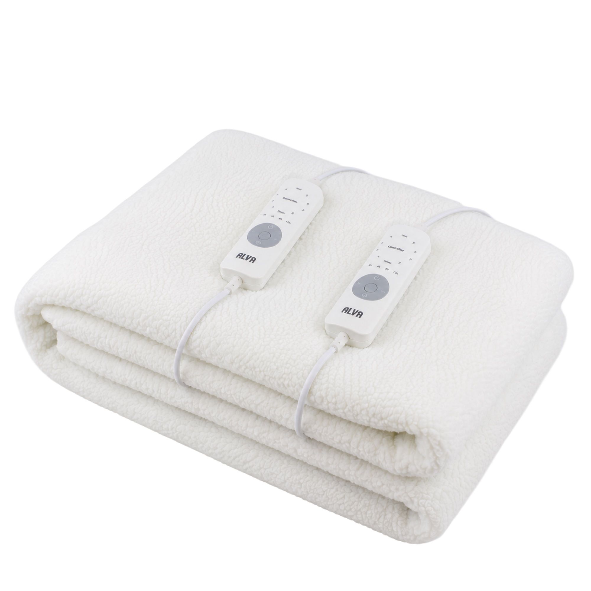 ALVA King Sherpa Fleece Fitted Electric Blanket W/ Elastic 183x188 Dual 8 Heat Setting Controller with Timer 12 Month Warranty