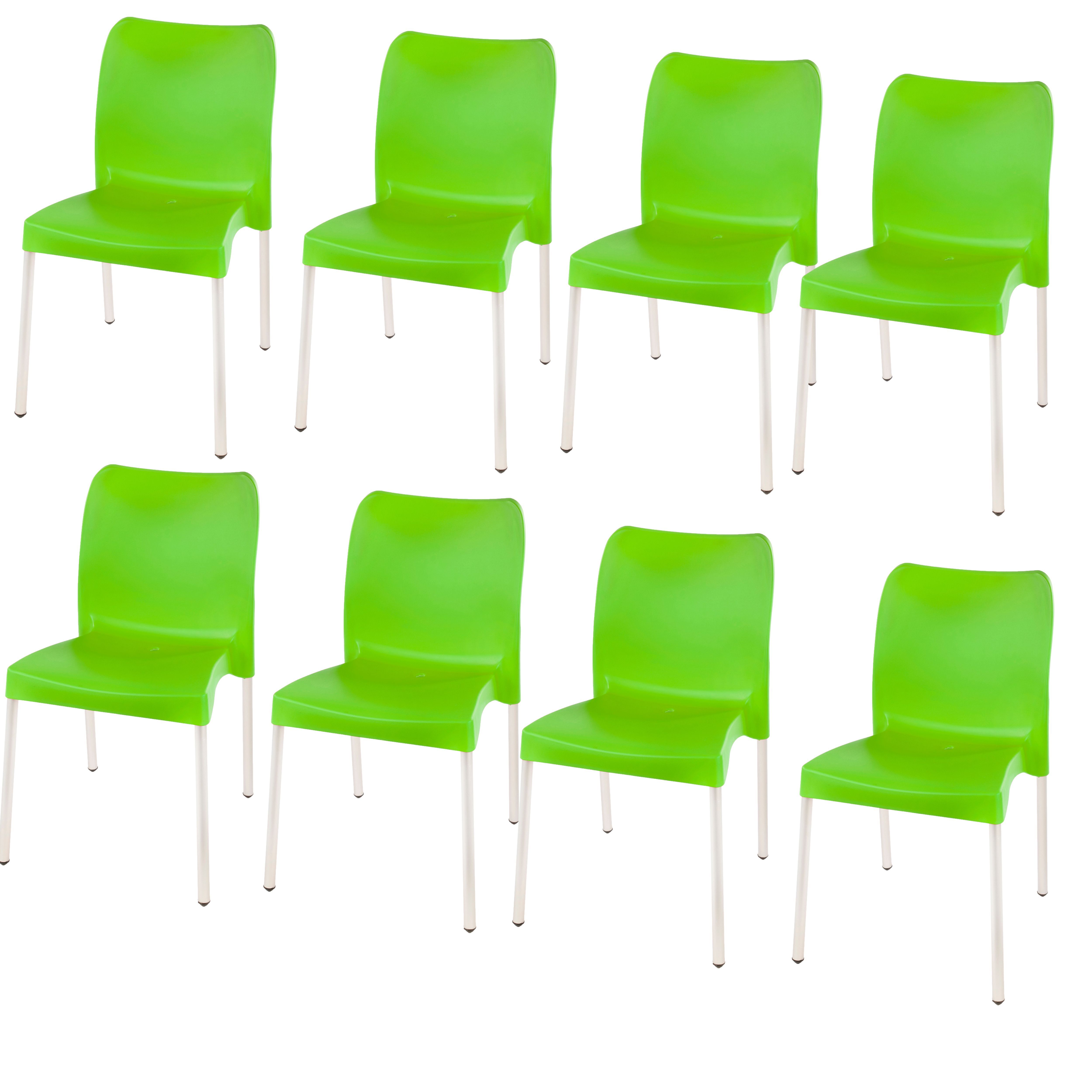 Florence Heavy  Duty Plastic Bistro Chair / Patio Chair / Garden Chair / Stackable - NO ARMRESTS - LIME GREEN  - Set of 8