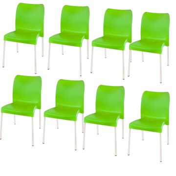 Florence Heavy  Duty Plastic Bistro Chair / Patio Chair / Garden Chair / Stackable - NO ARMRESTS - LIME GREEN  - Set of 8