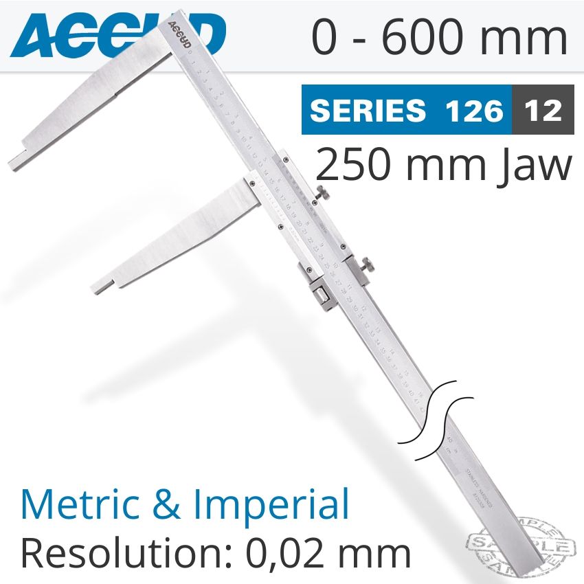 VERNIER CALIPER 600MM 0.08MM ACC. 250MM 0.02MM GRAD S/STEEL