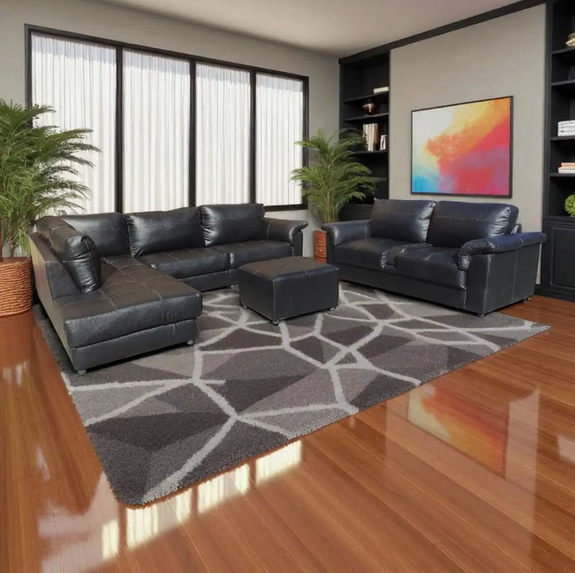 Urban Curve Leather Lounge Suite Right Sided