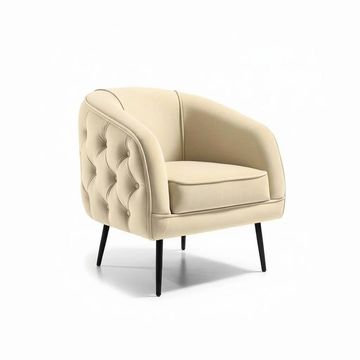Nu Dekor - Belleau Button Velvet Occasional Chair - Cream