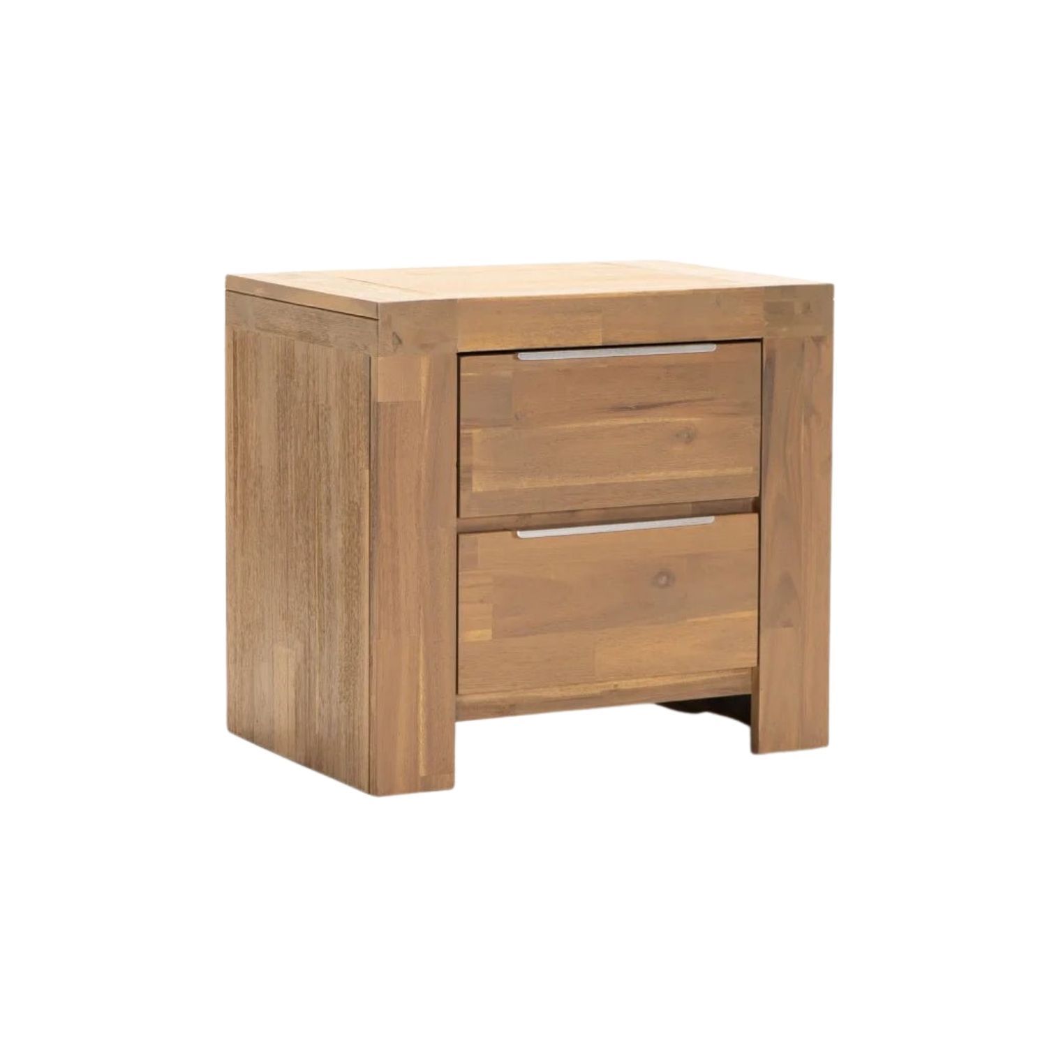 Light Oak 2 Drawer Wooden Bedside Pedestal