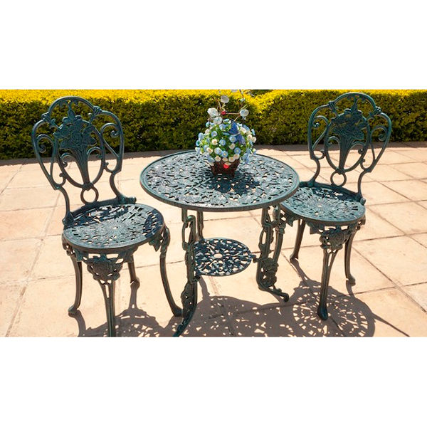 Ageless & Beautiful!   2 Seater Cast Aluminium Patio Furniture Set / Bistro Furniture Set / Garden Furniture - 2 x Rose Chairs with 62cm Round Rose Table