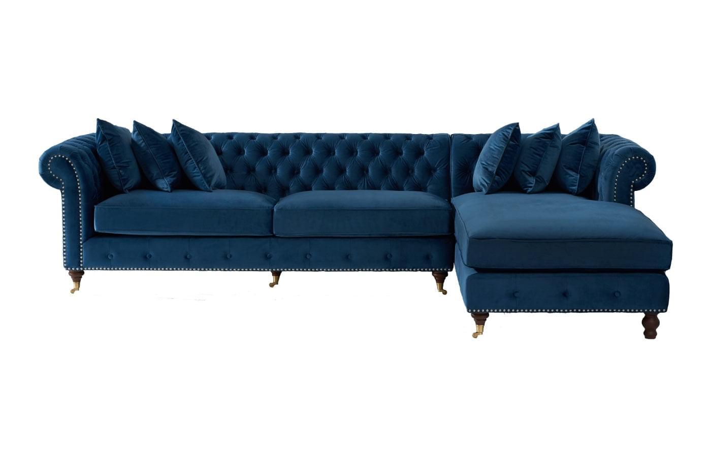 Corner Chaise L shape Chesterfield Sofa - Light Grey