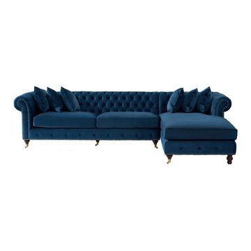 Corner Chaise L shape Chesterfield Sofa - Light Grey