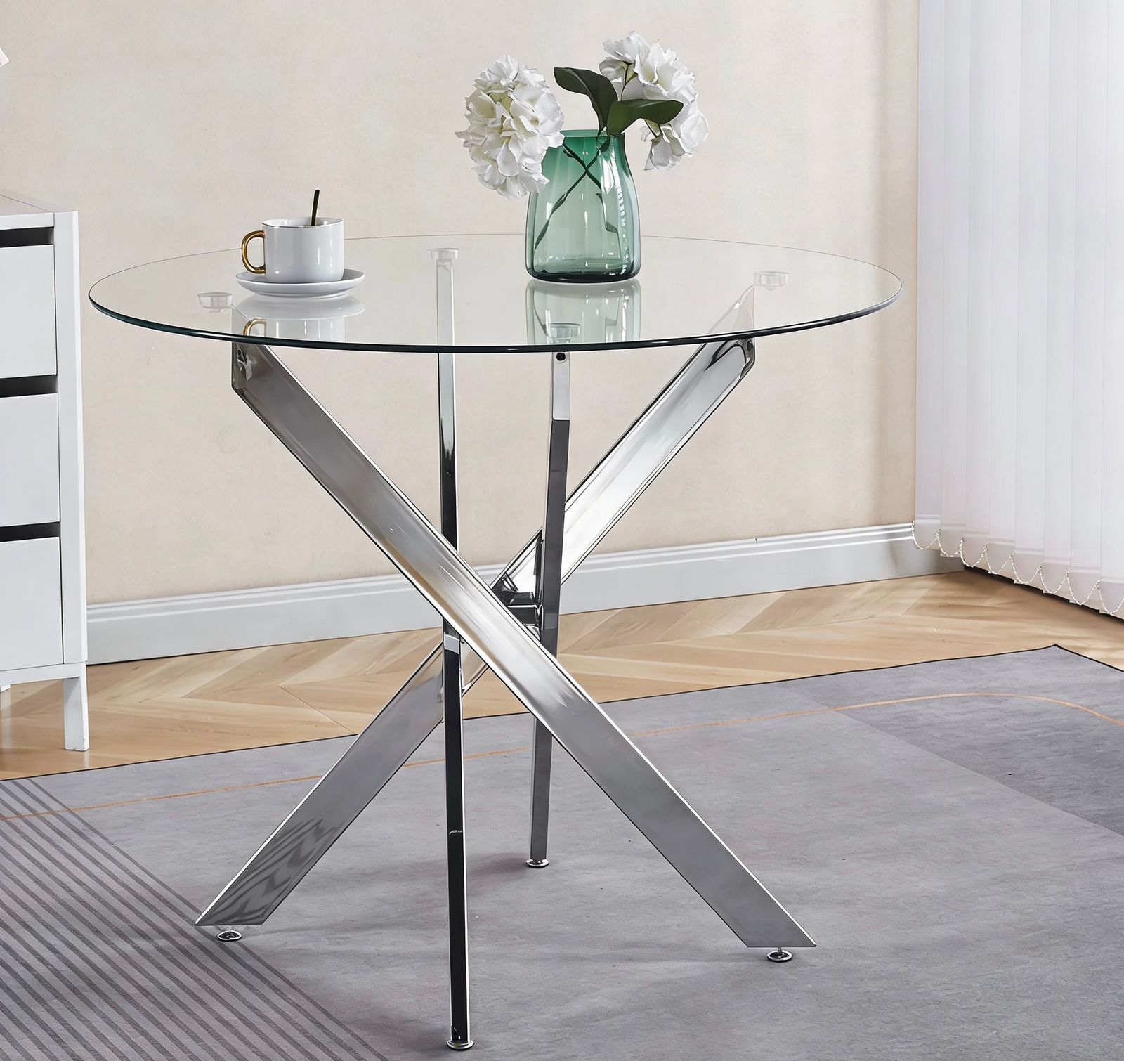 LBM FURN-Modern Dinning Table-Silver